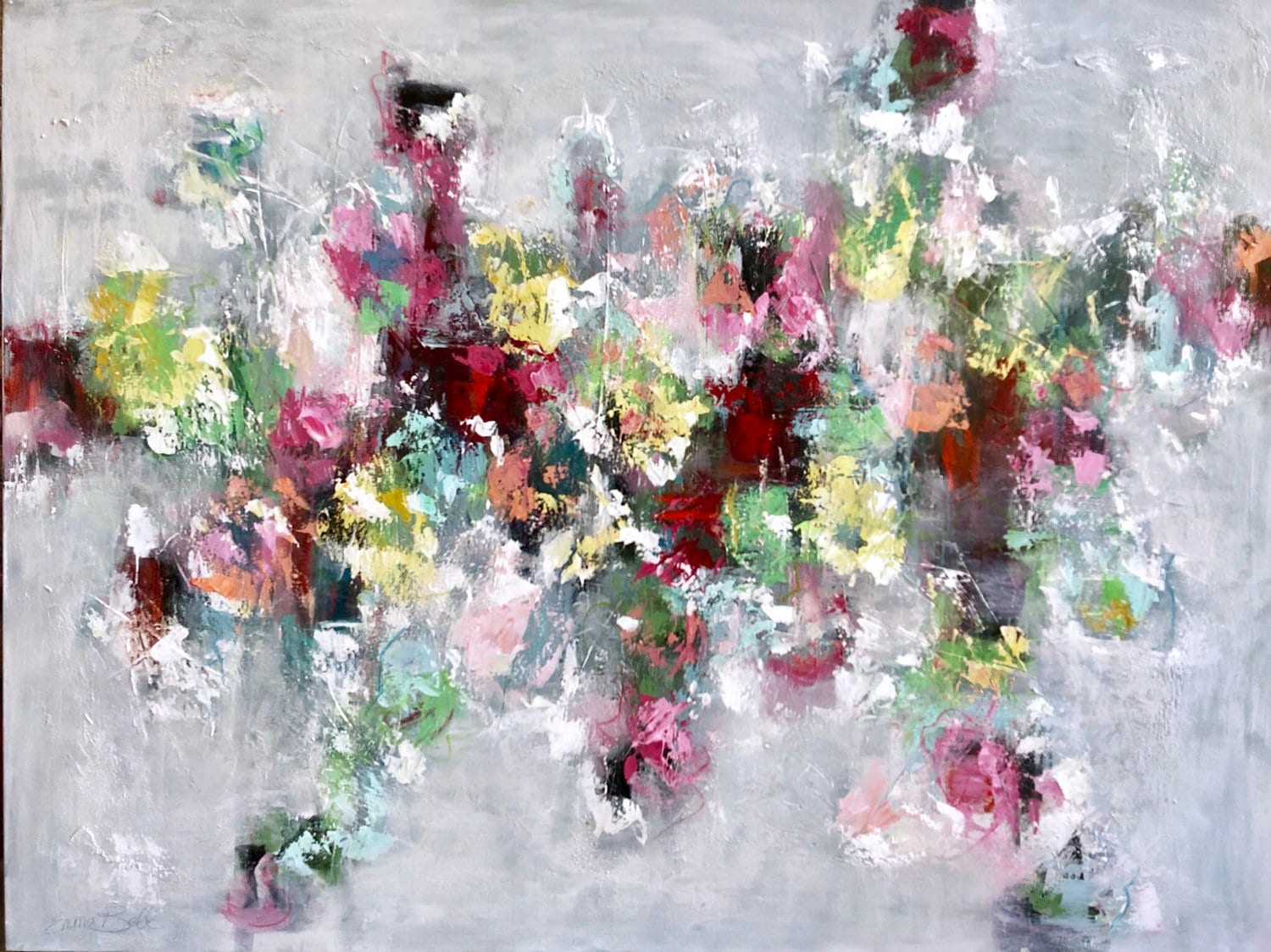 Abstract Floral Painting | Contemporary Interior Design | Mixed Media | Boho Decor | Large Floral Art Painting | XLG Wall Art | Floral Art