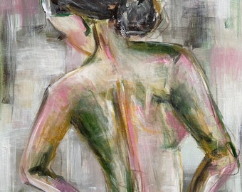 Figure in green and pink. Giclee print, various sizes available