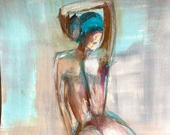 Acrylic and graphite figure painting on 12x12 paper
