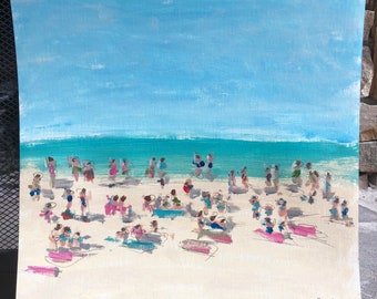 dipinto estivo sulla spiaggia su carta 12x12