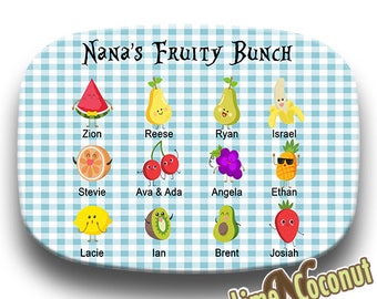 Fruity Family Platter, Nana Melamine Serving Dish, Fruit Plate, Birthday Gift, Personalized Party Tray, Grandmother Customized Dinnerware