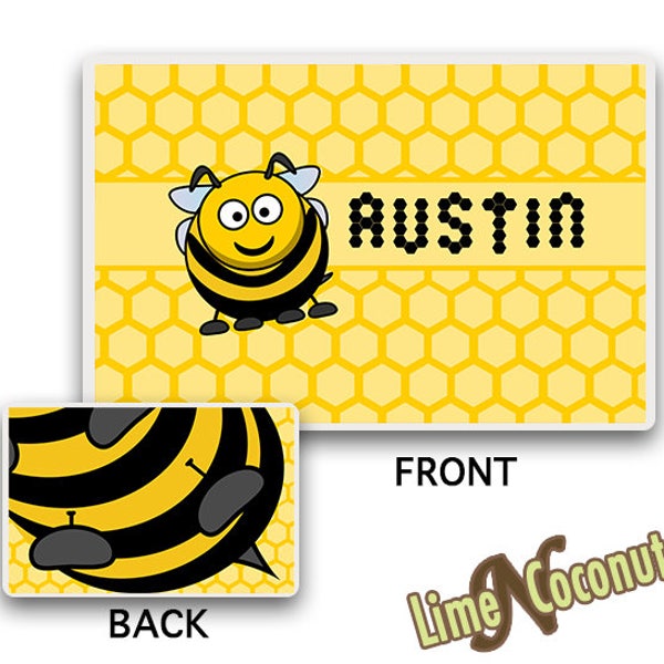 Bumble Bee Children's PLACEMAT, Baby Dinnerware, Childrens Tableware, Kids Beehive Dish, Baby Personalized Place Mat, Honey Bees Place Mat