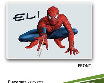 Spider-Man Inspired Placemat, Kids Superhero Tableware,Childrens Customized Dinnerware, Children's Personalized Place mat,Baby Spiderman Mat