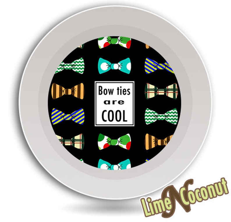 Mens Gift Kids Place Setting Teen Gift BOWL Bow Tie Neck Tie Melamine Dish- Doctor Who Bowtie Dinnerware Kids Tableware Dr Who