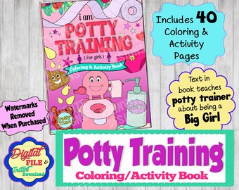 I am Potty Training (For Girls) Coloring and Activity Book, Making Potty Training Fun, Gift, Potty Activity, Printable, Instant Download PDF