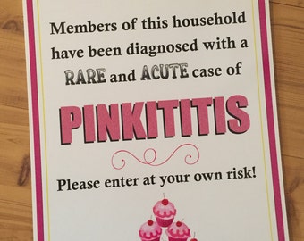 Señal de advertencia de Pinkitis para fiestas Pinkalicious - Archivo digital