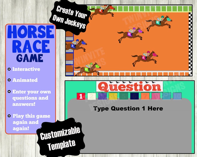 horse race powerpoint game template interactive game etsy