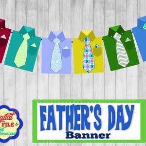 Vatertagsbanner, Krawatte, Hemd und Krawatten für Papa, Vatertagsdekoration, Überraschung, druckbar, Sofort Download PDF