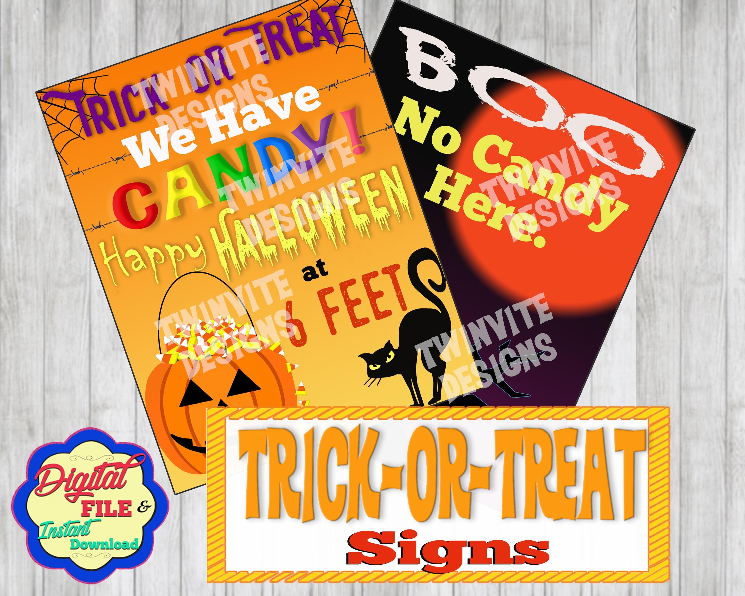 Halloween Trick or Treat Signs Let Neighbors Know If You Are | Etsy