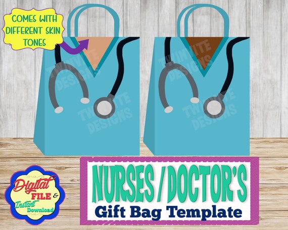 Nurse Gift Bag, Doctor Favor Bag DIY Template, Lifesaver, Stethoscope Present, Thank Healthcare Worker, Digital, Printable, Instant Download