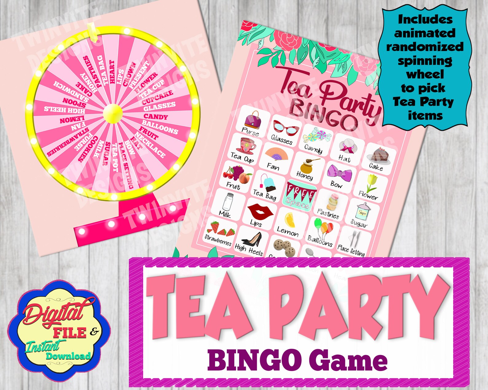 Tea Party Bingo Activity Game 20 Unique BINGO Cards Etsy