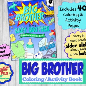 兄から弟への塗り絵とアクティビティブック、兄になるギフト、兄弟になる方法のアクティビティ、すぐに印刷できる