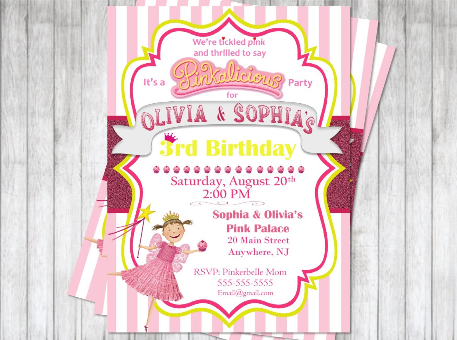 Pinkalicious Birthday Invitation / Twins or Siblings / | Etsy