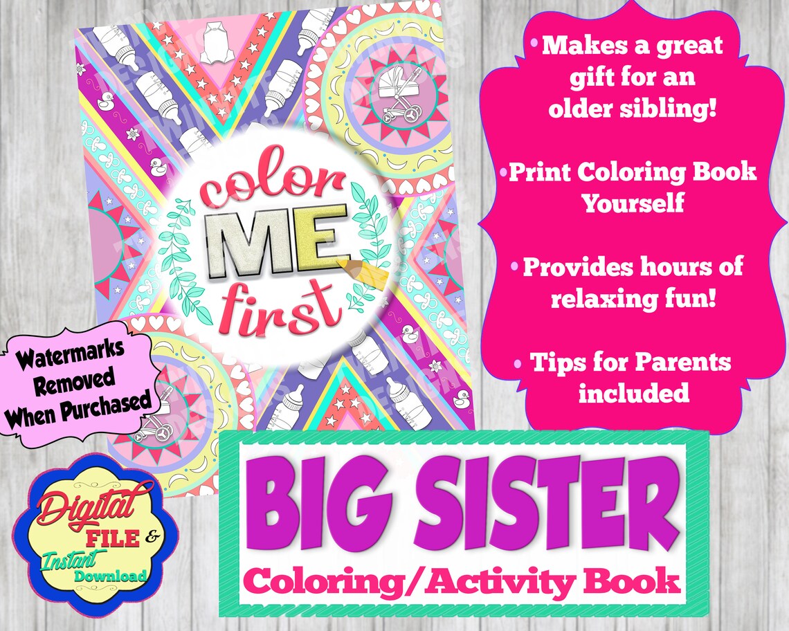 Big Sister Coloring & Activity Book New Big Sister Gift Big | Etsy