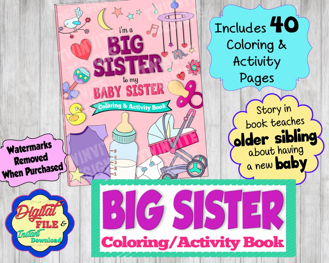 Big Sister Coloring &amp; Activity Book, New Big Sister Gift, Big Sis and ...