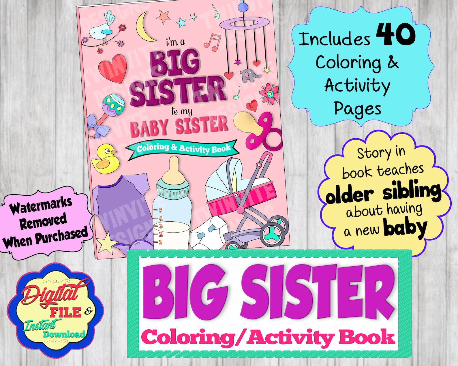 Big Sister Coloring &amp; Activity Book New Big Sister Gift Big - Etsy