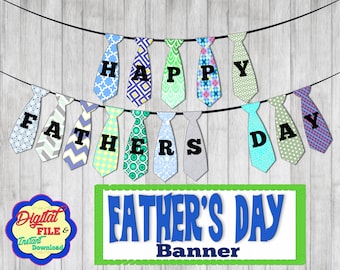 Vatertagsbanner, Krawatte, Krawatten für Papa, Vatertagsdekoration, Überraschung, Printable, Instant Download PDF