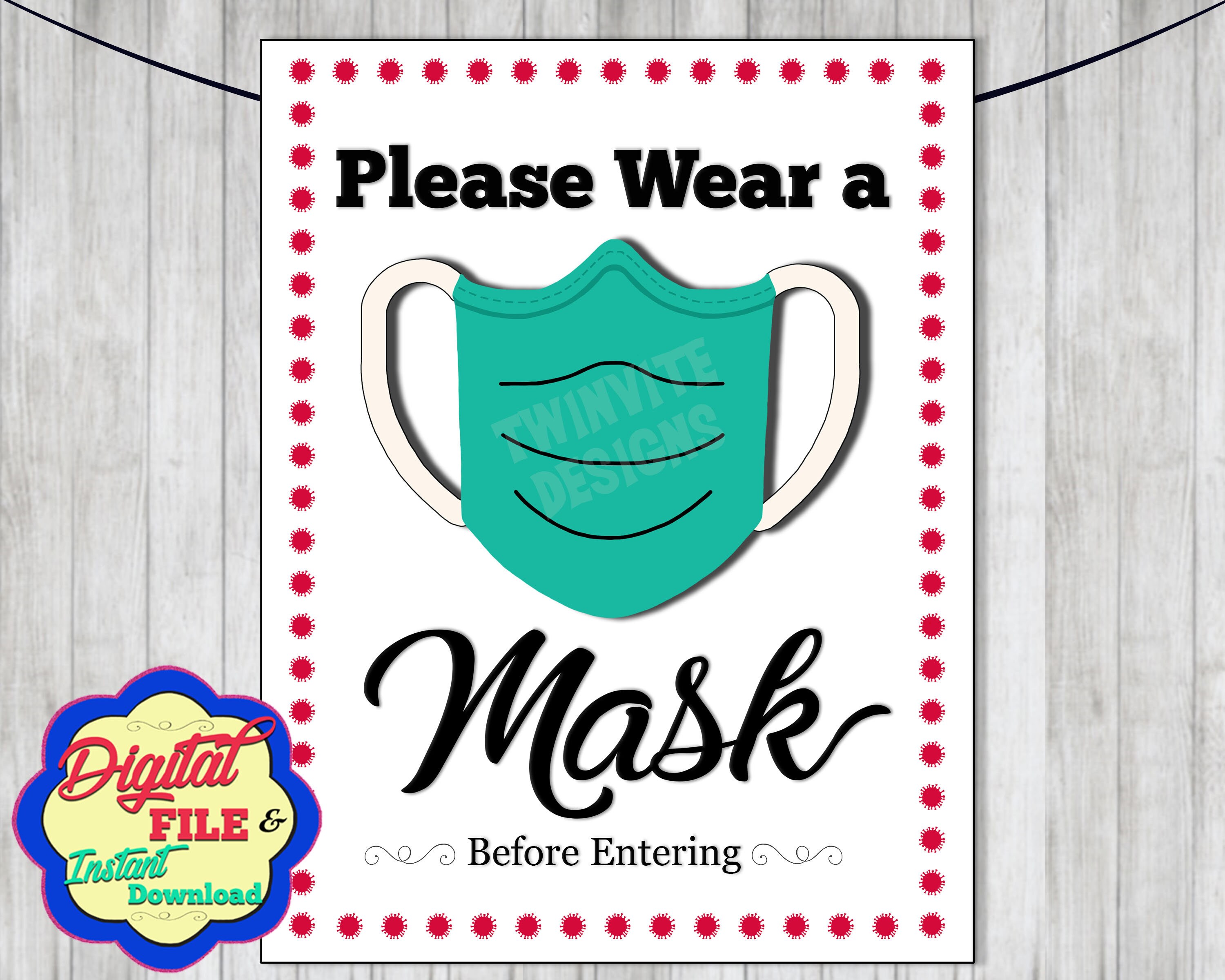 Mask Sign, Please Wear a Mask Before Entering, Masks Required, Digital