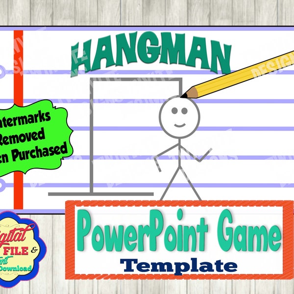 Hangman PowerPoint Game Template, Interactive, Virtual Learning, Zoom Fun Activity, Spelling Practice, Own Words, Digital, Instant Download