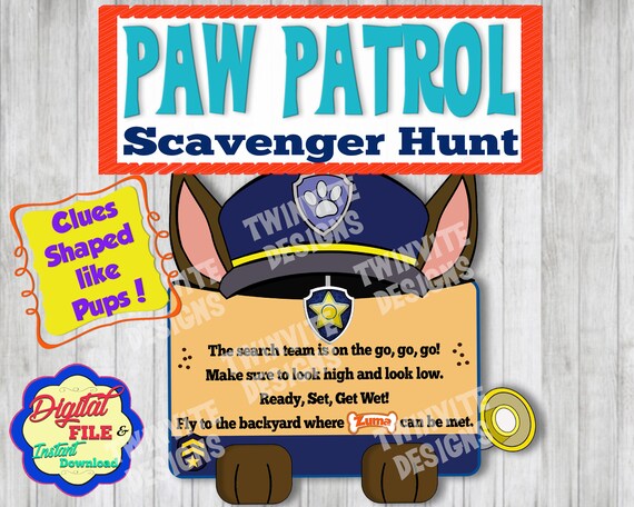 Paw Patrol Scavenger Hunt Birthday Activity Puppy Dog Etsy