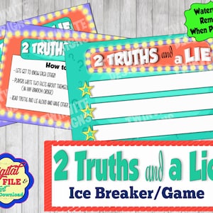 Two Truths and a Lie Game, Ice Breaker Activity, Get to know you School Work, Back to Work, 1st week of School, Printable, Instant Download
