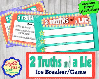 Two Truths and a Lie Game, Ice Breaker Activity, Get to know you School Work, Back to Work, 1st week of School, Printable, Instant Download