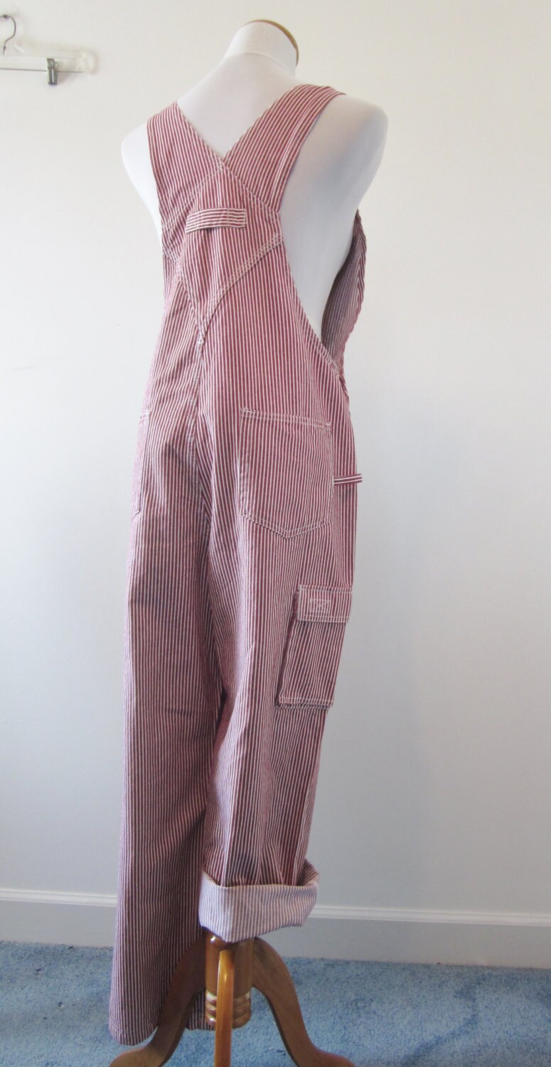 Engineer Striped Overalls Red and White Denim Bib Overalls Etsy