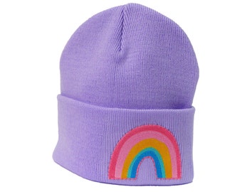 Mütze Lavendel Lila Regenbogen Herr Fuchs Patch Beanie