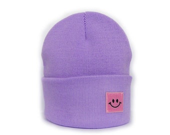 Mütze lavendel lila Smiley Herr Fuchs Patch Beanie rosa