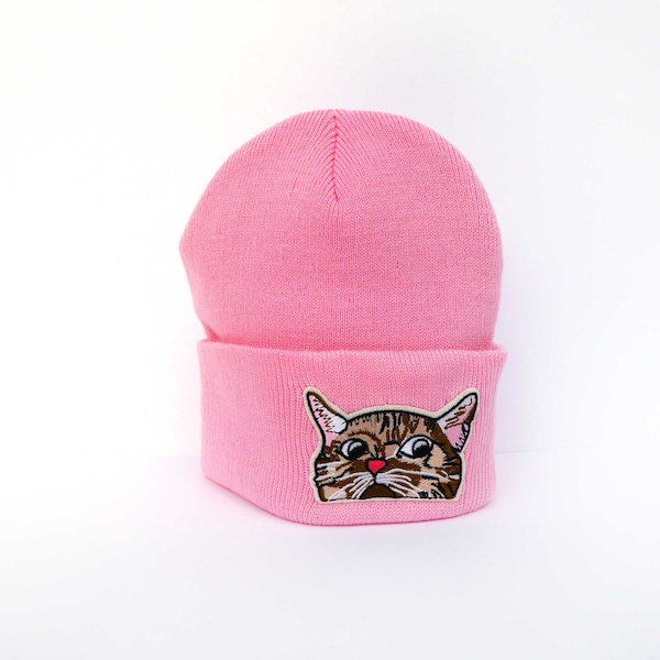 Cap Beanie pink cat Herr Fuchs Patch Grumpy