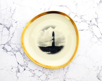 lighthouse plate of Vintage gold 19 cm of Deko dish plate wall hanging