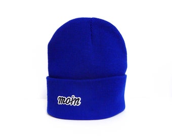 Mütze moin Beanie Herr Fuchs Patch Neon Blau