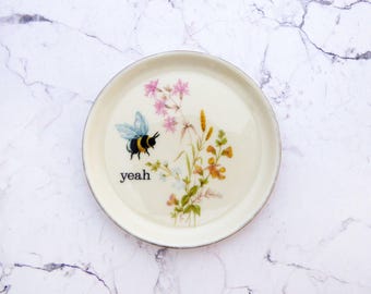Wallplate yeah Vintage 10cm bumblebee flower plate Deko plate wall hanging