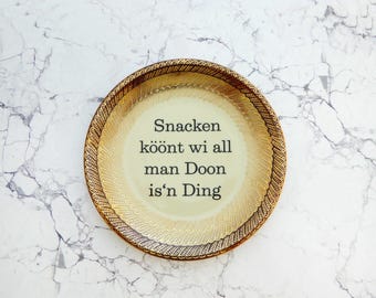 Wall plate Snacken köönt 19 cm Vintage Deko plate decor Wall deko gold edg wall hanging