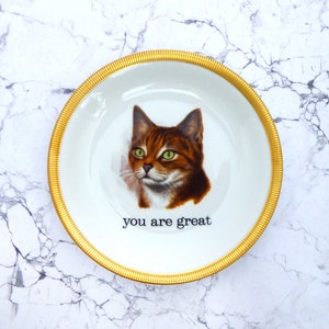 you are great plate of Vintage cat 19 cm of Deko dish plate wall hanging imagem 3