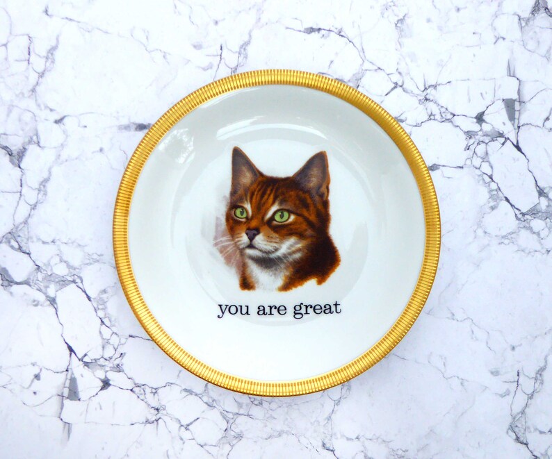 you are great plate of Vintage cat 19 cm of Deko dish plate wall hanging image 3