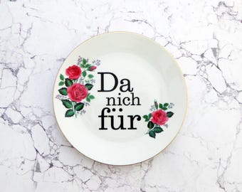 Wall plate da nich für typo 19cm Vintage Deko plate  Wall deko gold flower wall hanging