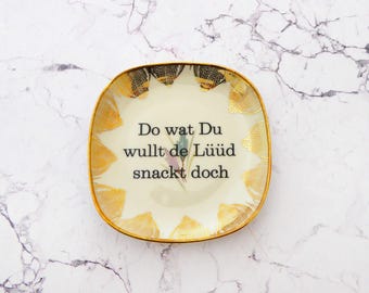 Wall plate Do wat du wullt typo flower 12 cm Vintage Deko plate  Wall deko gold edg wall hanging