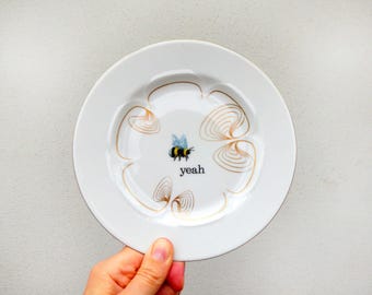 Wallplate yeah Vintage 17cm bumblebee gold plate Deko plate wall hanging