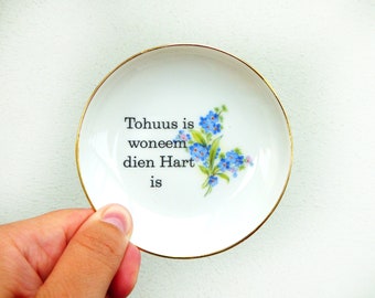 Wall plate tohuus typo 10 cm flower Vergissmeinnicht Vintage Deko plate  Wall deko gold edg wall hanging