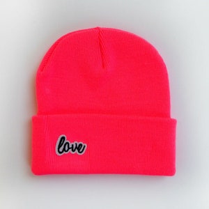 Cap Beanie neon pink love Herr Fuchs Patch image 2