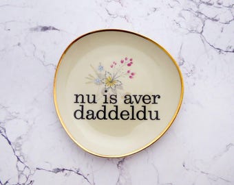Wall plate daddeldu typo 11 cm Vintage Deko plate  Wall deko flower wall hanging