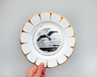 Wall plate seagull 19 cm Vintage Interior  Wall deko gold wall hanging