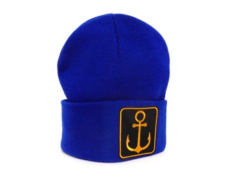 Mütze Blau Anker Gold Herr Fuchs Patch Beanie