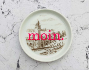 Wall plate moin. typo neonpink 10 cm Hamburg Vintage Deko plate Wall deko wall hanging