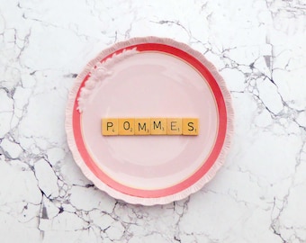 Wall plate pommes flower pink gold Vintage 19cm cake plate of wood Deko plate wall hanging