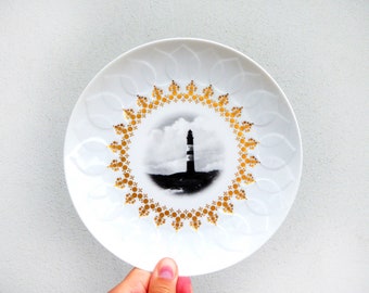 Wall plate lighthouse 19 cm Vintage Deko plate  Wall deko gold wall hanging