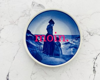 Wall plate moin. typo 8cm Vintage Deko plate  Wall deko  blue sea wall hanging