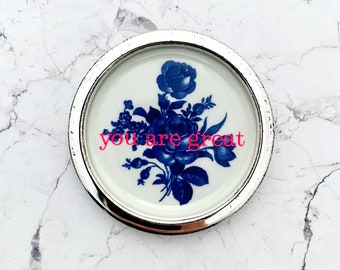 Wall plate you are great typo neonpink 10 cm Vintage Deko plate Wall deko wall hanging