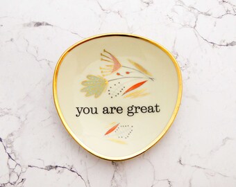 Wall plate you are great flower typo 11cm Vintage Interior mini  Wall deko flower gold wall hanging